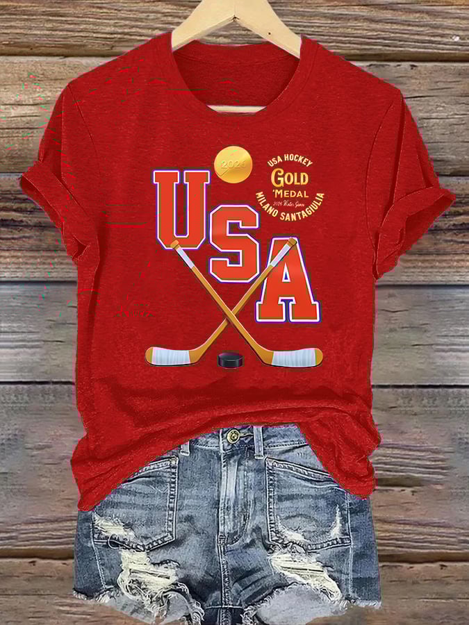 Women's USA Funny Print T-Shirt
