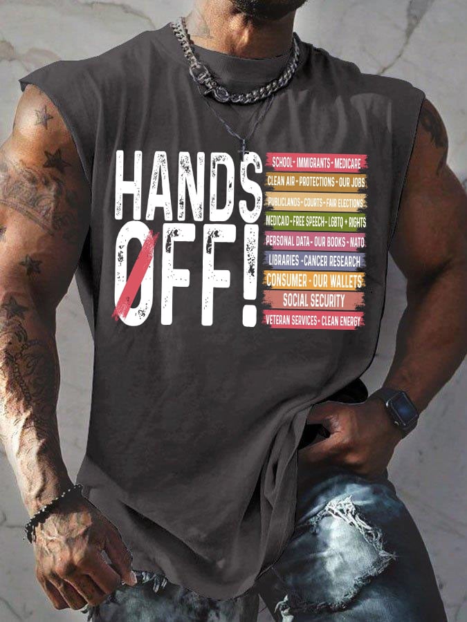 🔥Buy 3 Get 15% Off🔥Men'S Retro Hands Off Protest Print Tank Top