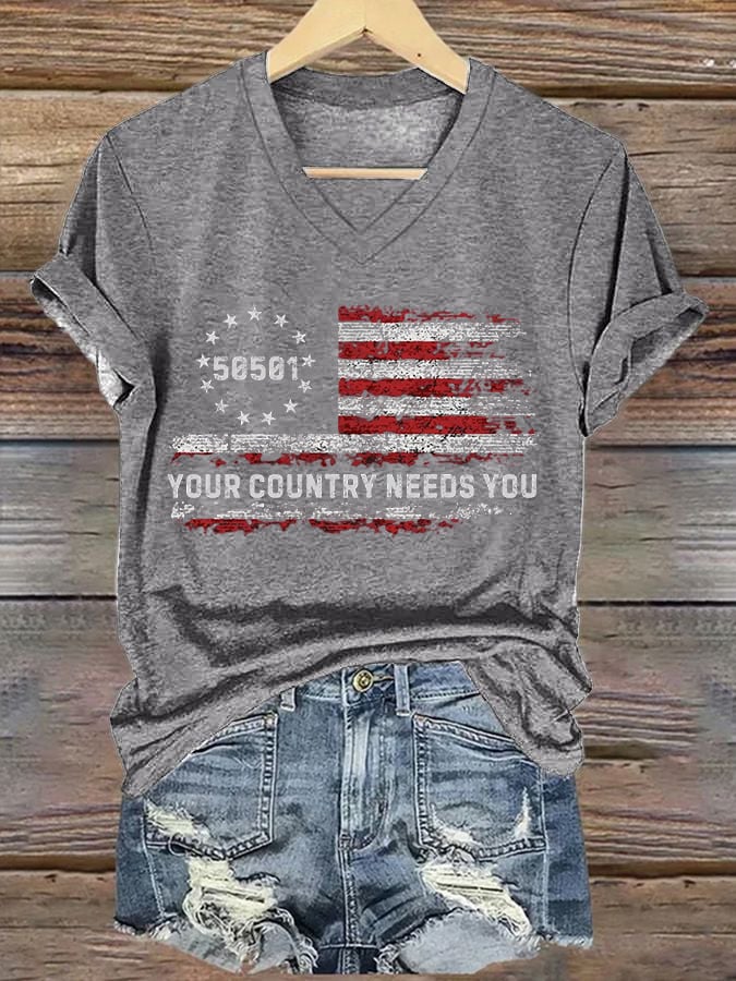 🔥Buy 3 Get 15% Off🔥Women's 50501 Your Country Needs You Print T-Shirt