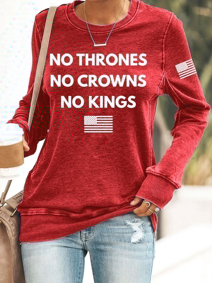🔥Buy 3 Get 15% Off🔥Women's No Thrones No Crowns No Kings Print Round Neck Sweatshirt