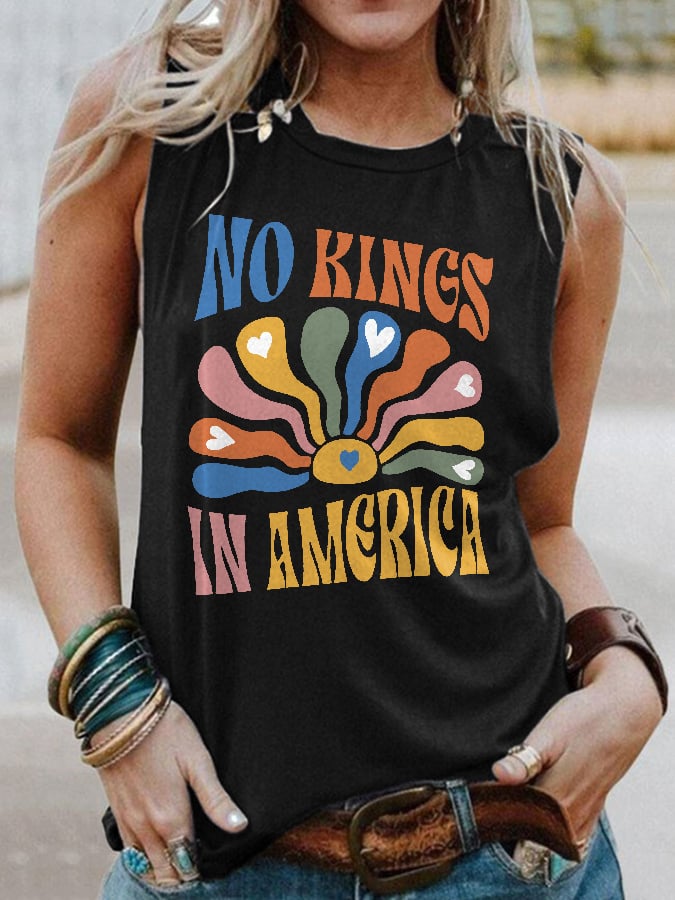 🔥Buy 3 Get 15% Off🔥Retro No Kings In America Print Tank Top