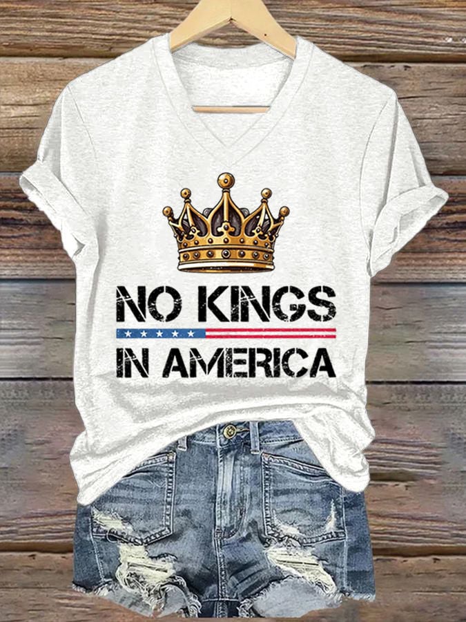 🔥Buy 3 Get 15% Off🔥Women's No Kings In America Printed Casual T-Shirt