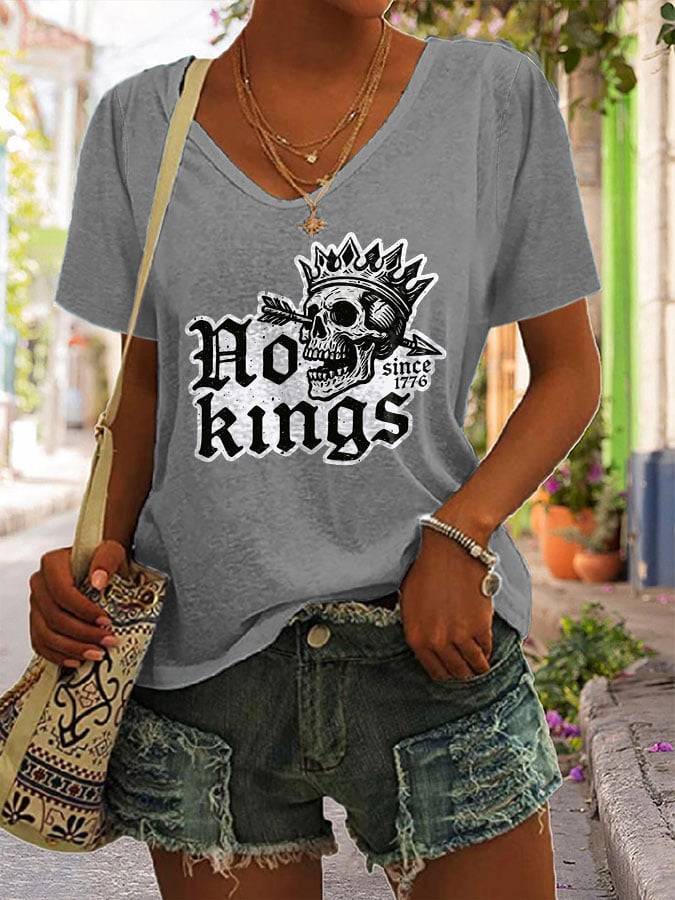 🔥Buy 3 Get 15% Off🔥Women's Casual Retro Reject The King Print T-Shirt