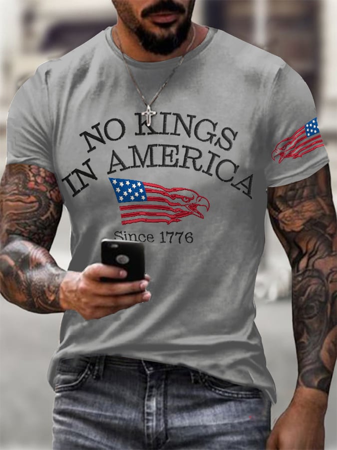 🔥Buy 3 Get 15% Off🔥Men's Retro No Kings In America Since 1776 Print T-Shirt