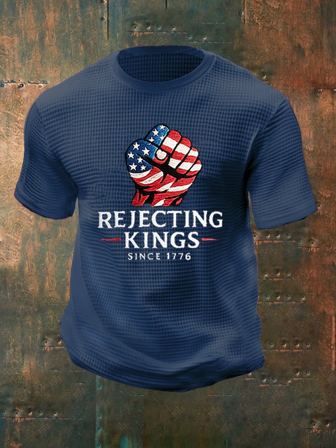 🔥Buy 3 Get 15% Off🔥Men's “Rejecting Kings Since 1776” Waffle T-Shirt