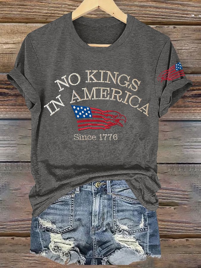 🔥Buy 3 Get 15% Off🔥Retro No Kings In America Since 1776 Print T-Shirt