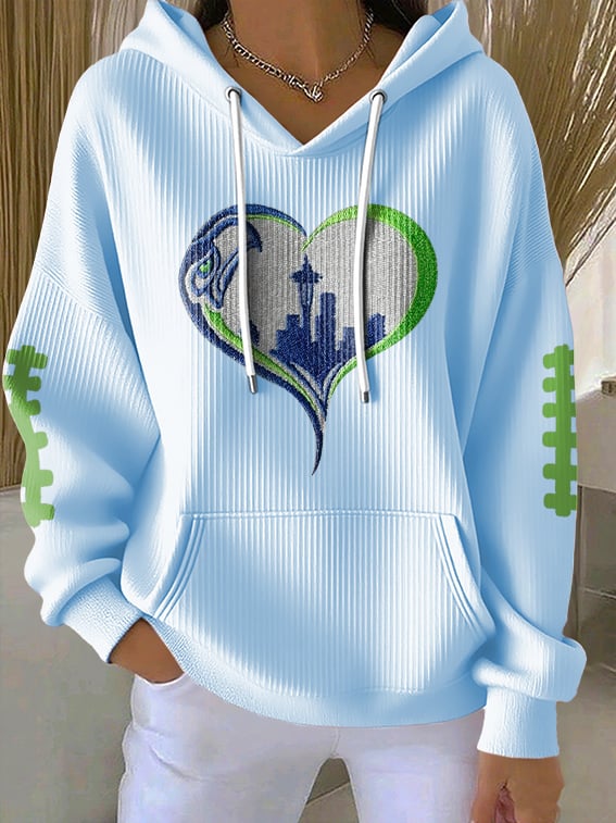 Women's Rugby Print Casual Hoodie