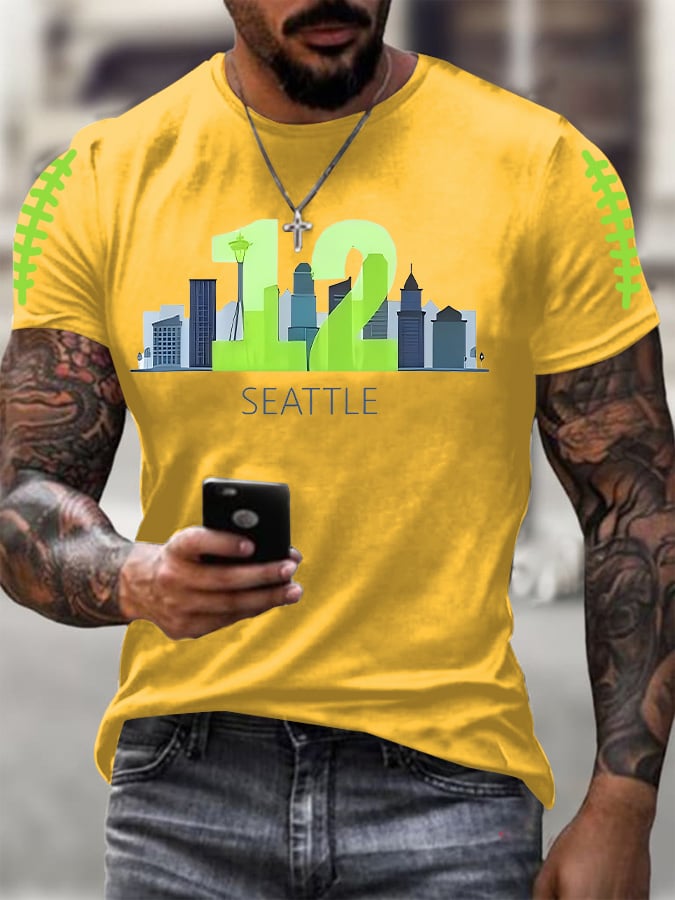 Men's Rugby Print Casual T-Shirt