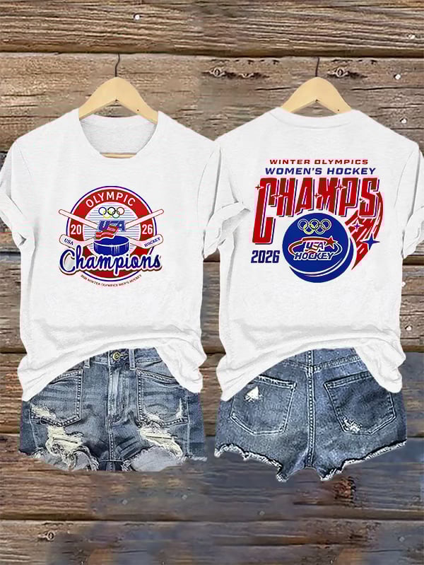 Women's Ice Hockey Print Casual T-Shirt