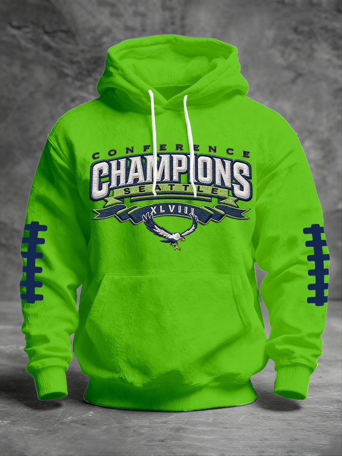 Men's Football Print Casual Hooded Sweatshirt