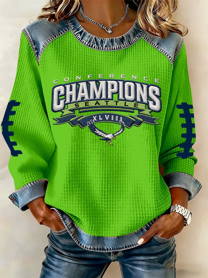 Women's Football Print Long-Sleeved Sweatshirt