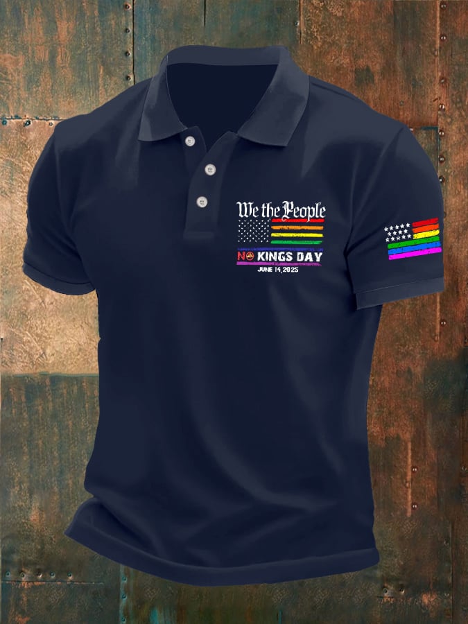 🔥Buy 3 Get 15% Off🔥Man's Vintage We The People No Kings Day June 14, 2025 Printed Polo Shirt