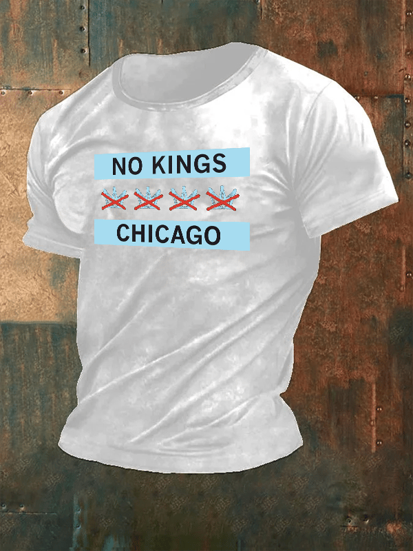 🔥Buy 3 Get 15% Off🔥Men's No Kings Chicago Flag Print T-Shirt
