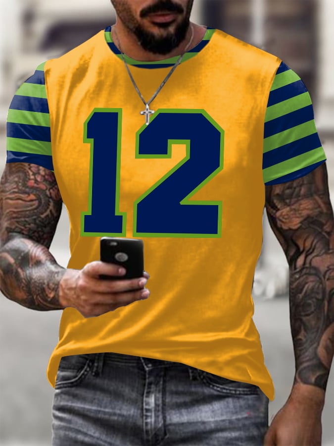 Men's Rugby Print Casual T-Shirt