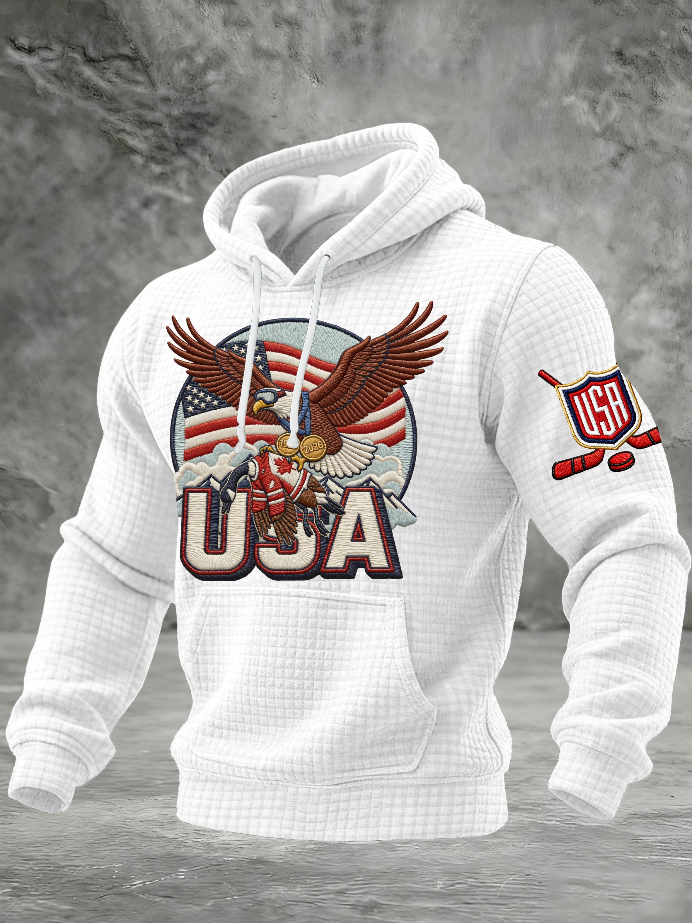Men's USA Ice Hockey Printed Casual Hoodie