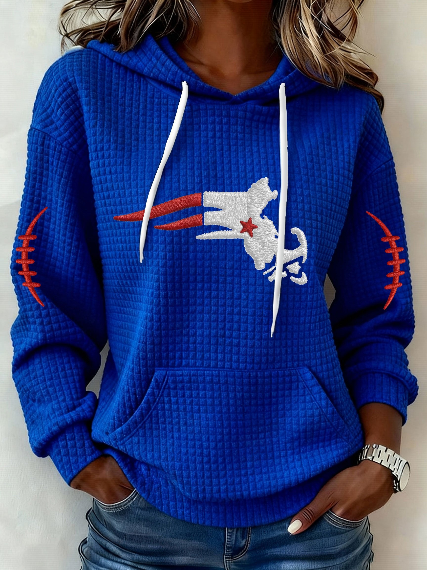 Women’s Football Graphic Waffle Knit Hoodie