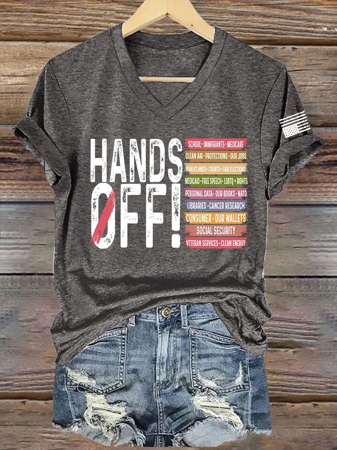 🔥Buy 3 Get 15% Off🔥Women's Retro Hands Off Protest Print T-Shirt