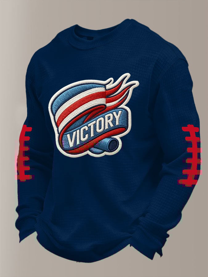 Men's Football Waffle Fabric Long-sleeved T-shirt