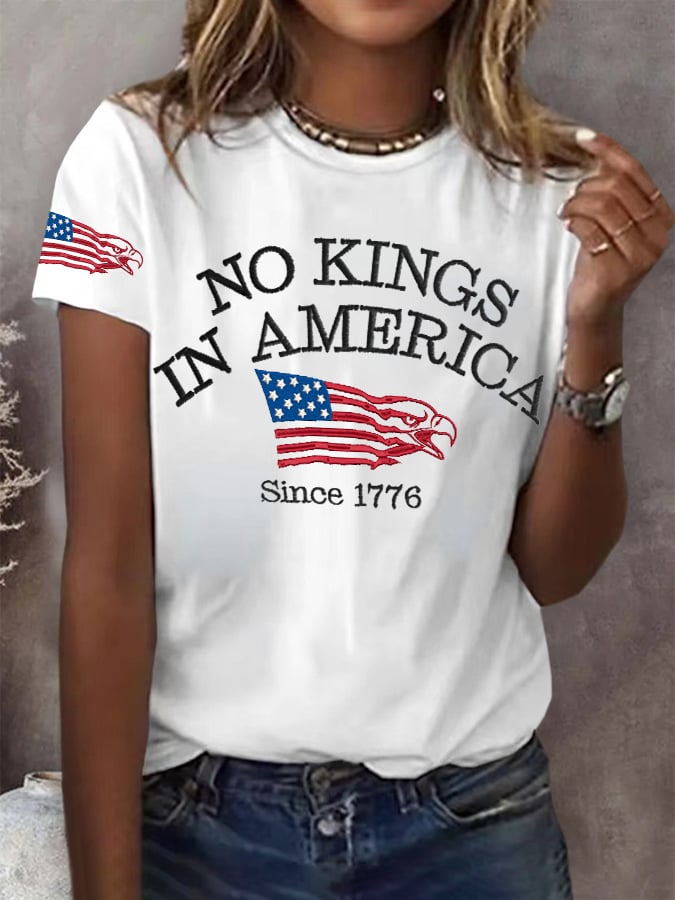 🔥Buy 3 Get 15% Off🔥Retro Retro No Kings In America Since 1776 Print T-Shirt