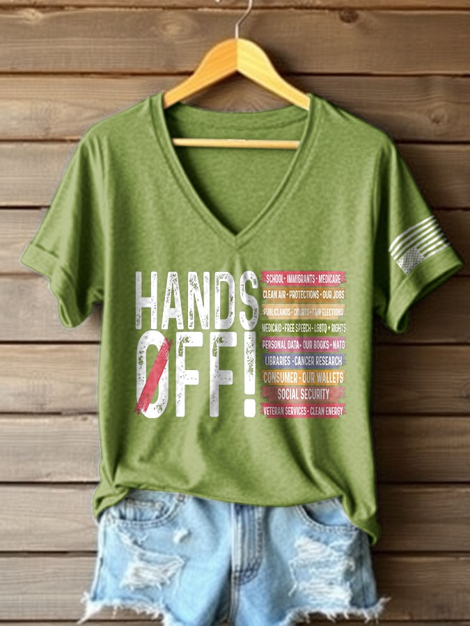 🔥Buy 3 Get 15% Off🔥Women's Retro Hands Off Protest Print T-Shirt