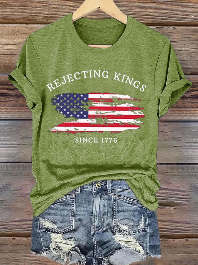 🔥Buy 3 Get 15% Off🔥Women'S Rejecting Kings Since 1776 Print T-Shirt