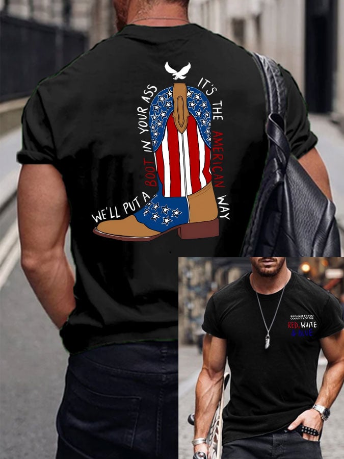 🔥Buy 3 Get 15% Off🔥Men's Brought To You Courtesy Of The Red, White & Blue Print T-Shirt