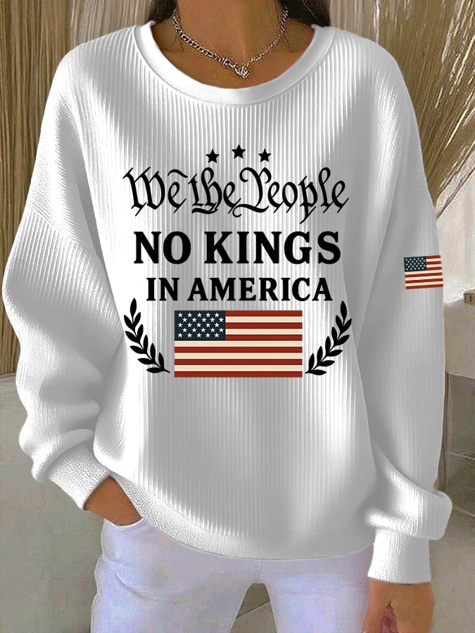 🔥Buy 3 Get 15% Off🔥Women's No Kings In America Print Casual Sweatshirt
