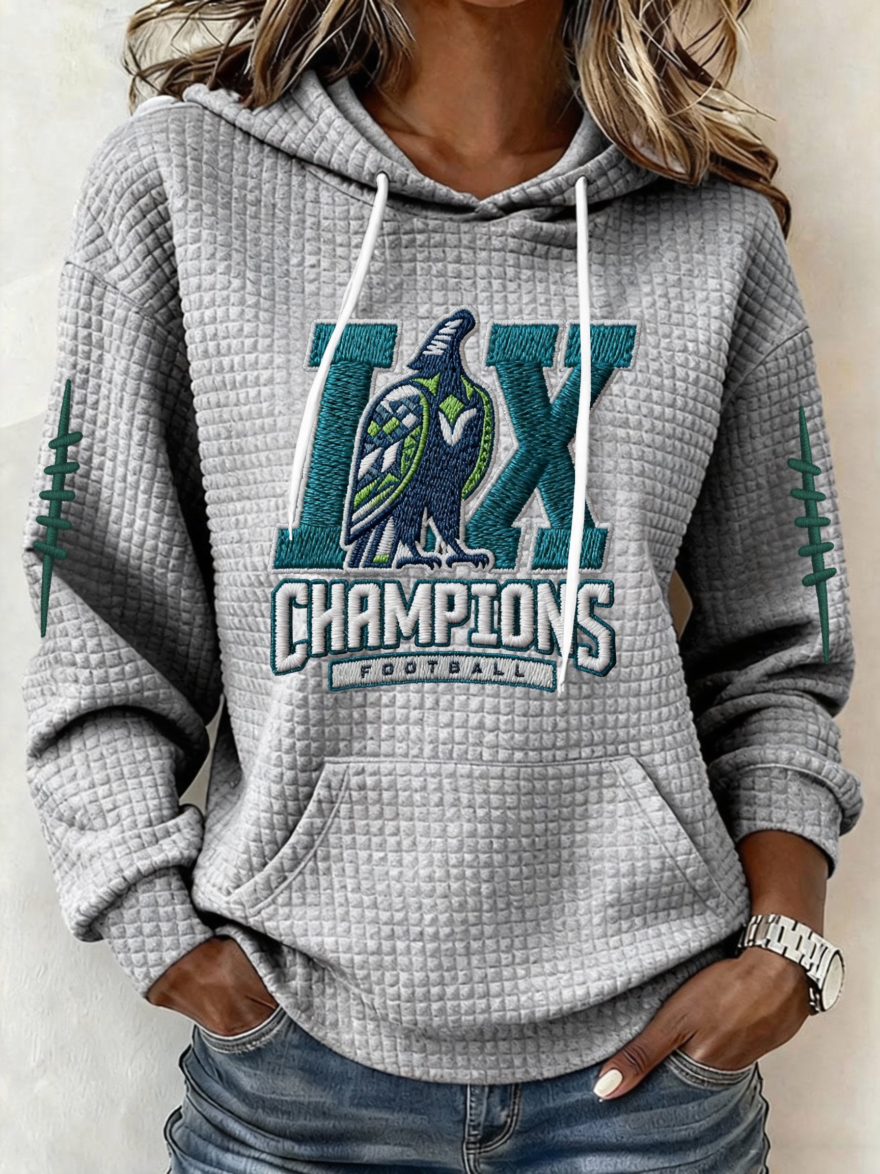 Women’s Football Graphic Waffle Knit Hoodie