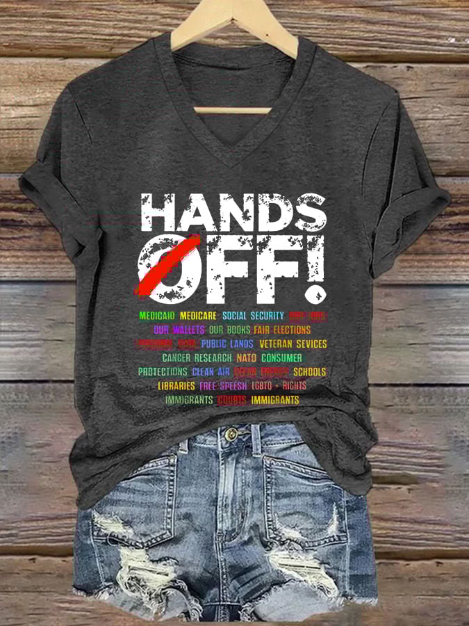 🔥Buy 3 Get 15% Off🔥Women's Hands Off Protest Print Casual T-Shirt