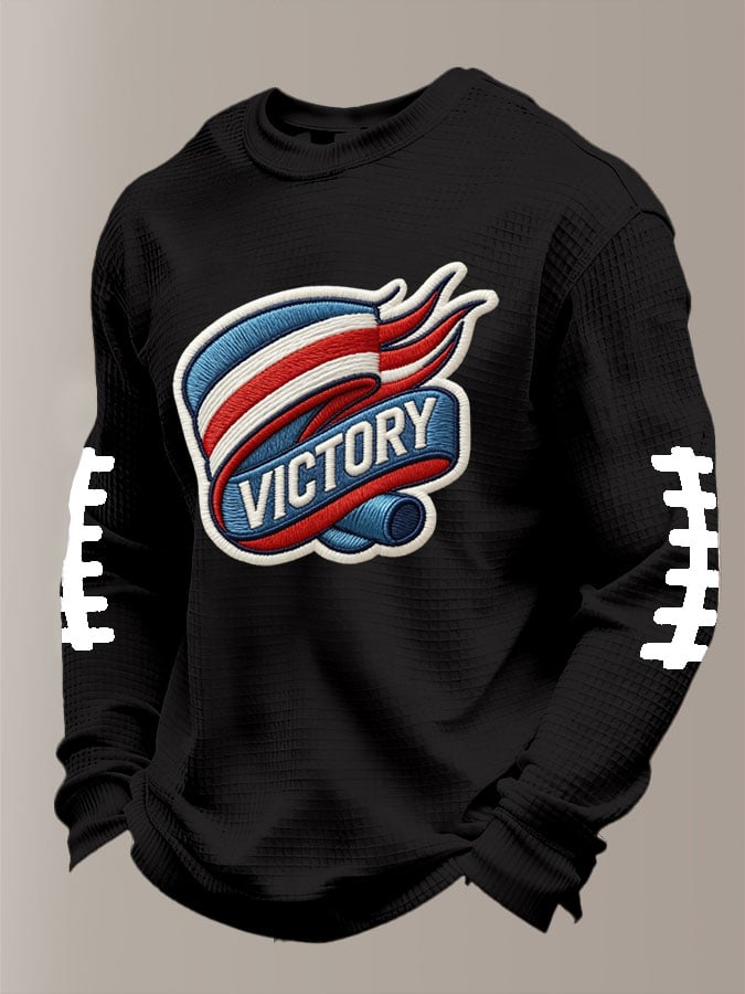 Men's Football Waffle Fabric Long-sleeved T-shirt