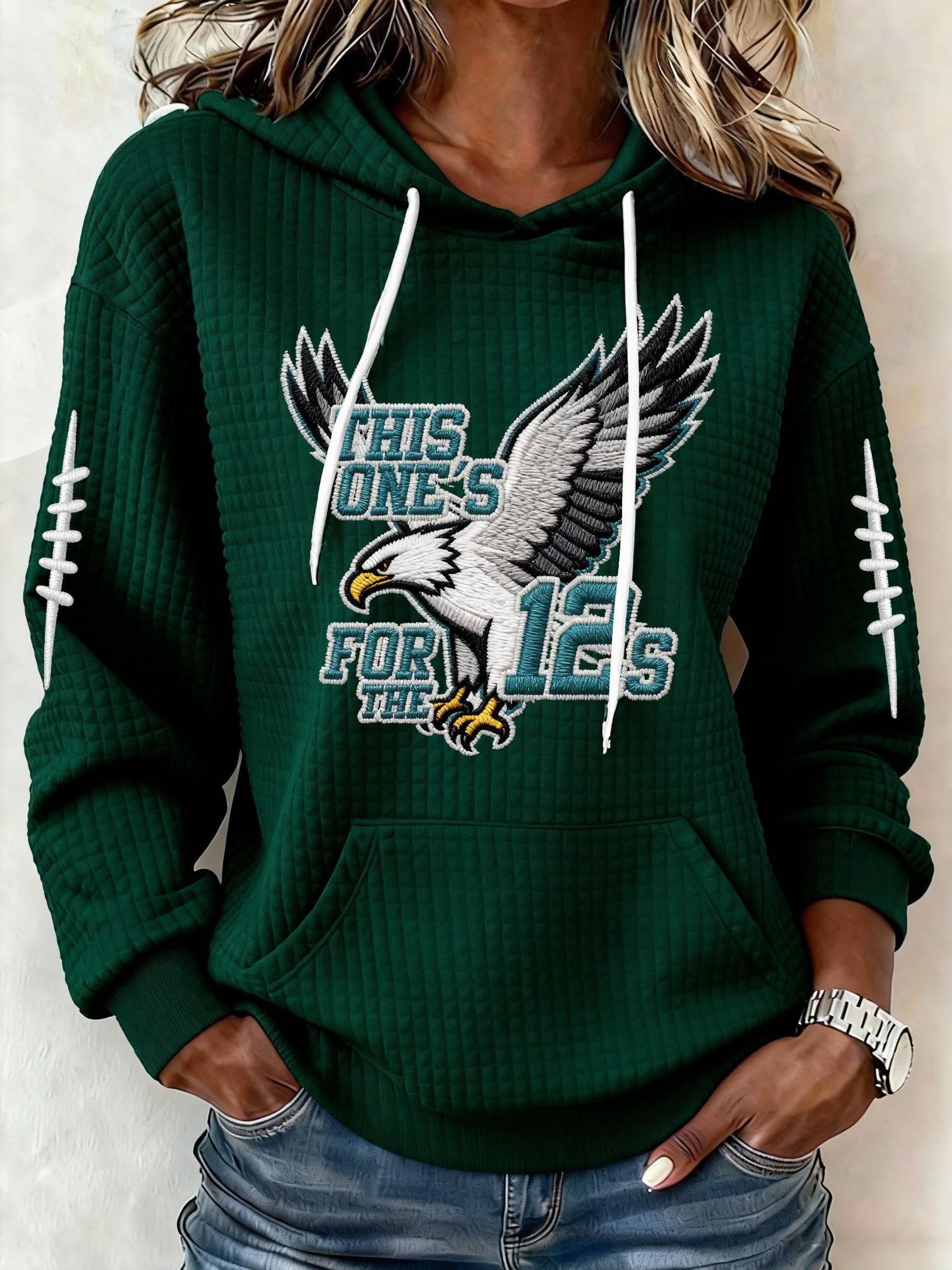 Women’s Football Graphic Waffle Knit Hoodie