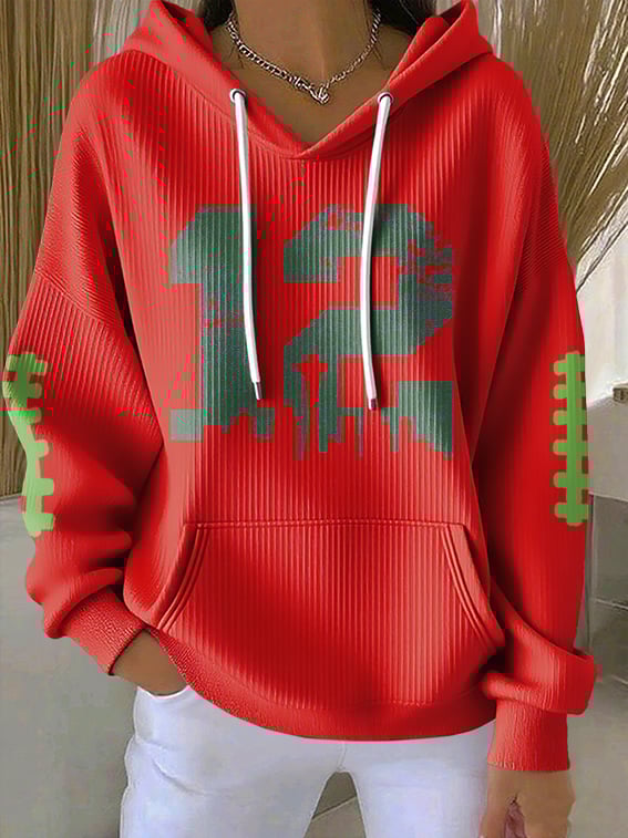 Women's Rugby Print Casual Hoodie