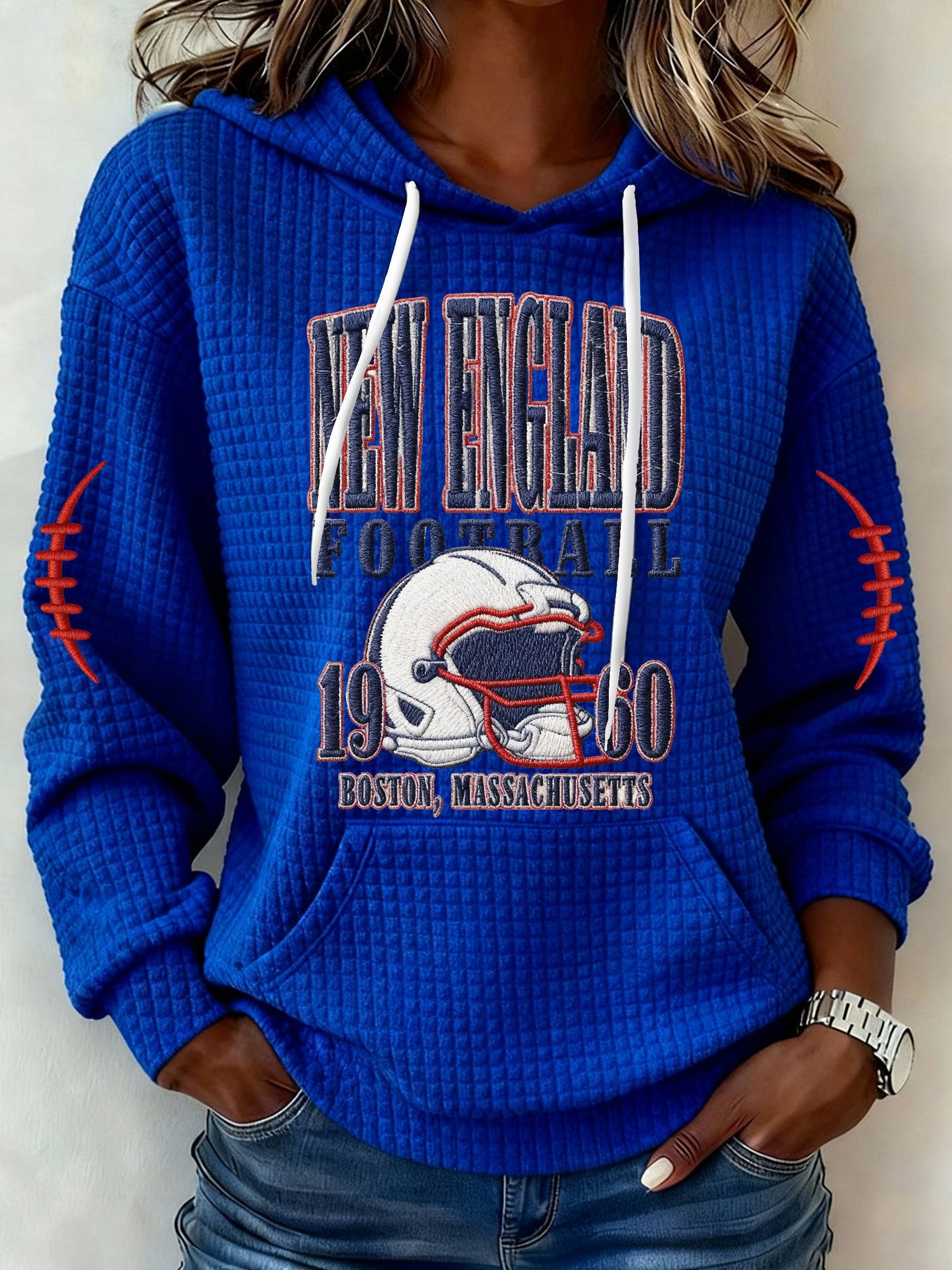 Women’s Football Graphic Waffle Knit Hoodie