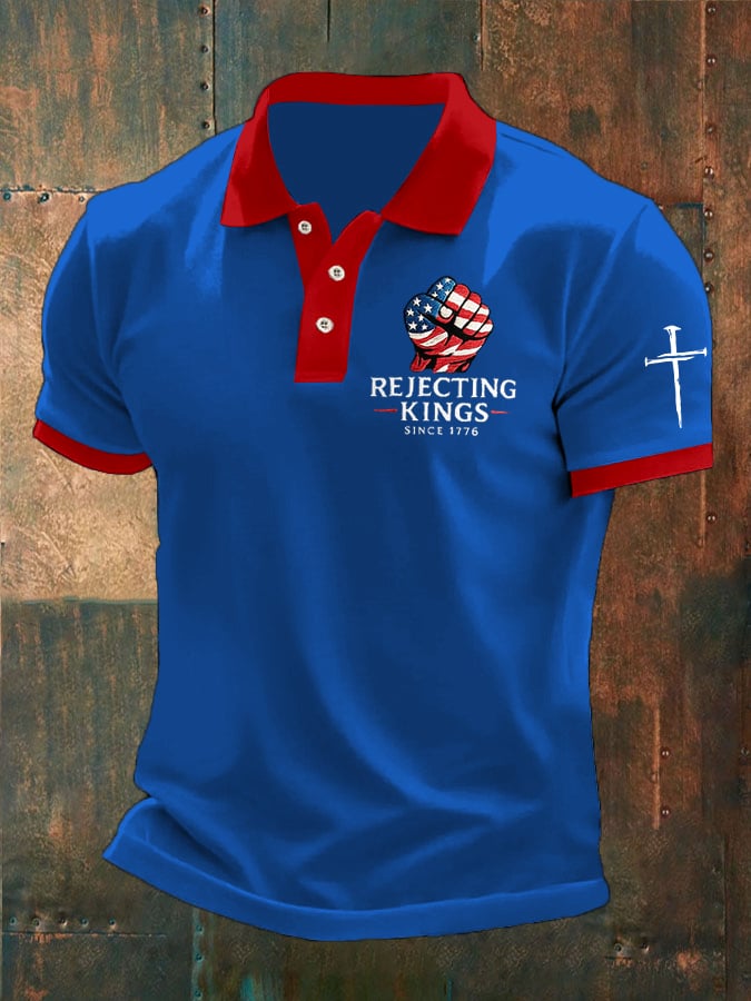 🔥Buy 3 Get 15% Off🔥Men's “Rejecting Kings Since 1776” Print Casual Polo
