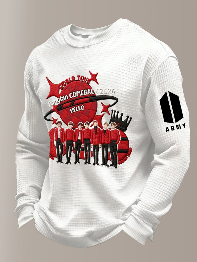 Men's Retro Leisure Printed Casual Long-Sleeved Top