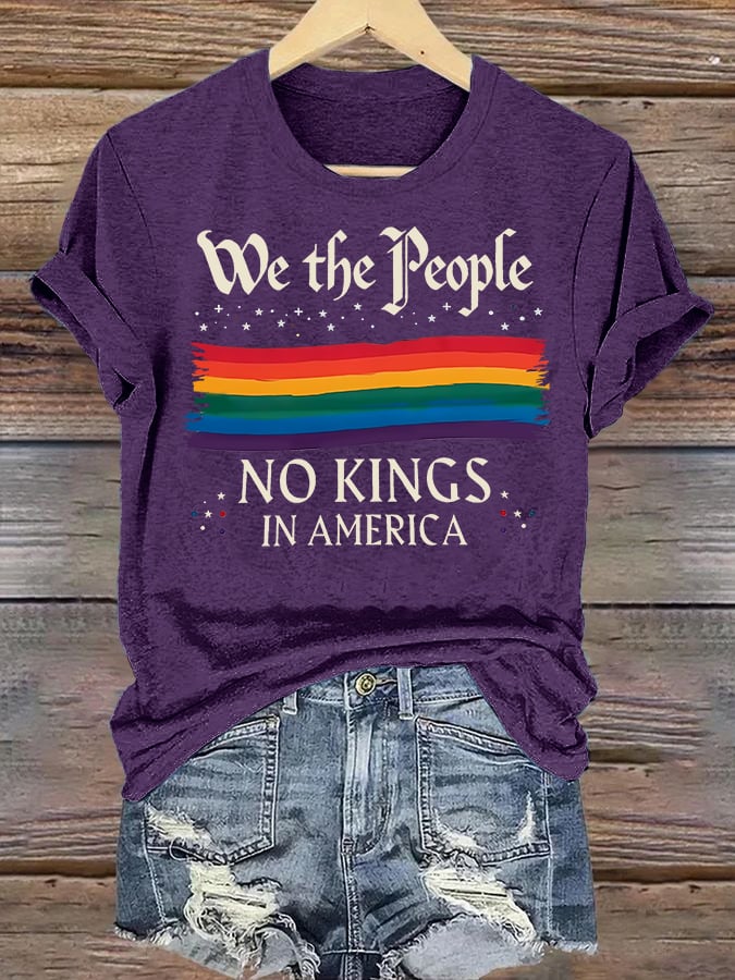 🔥Buy 3 Get 15% Off🔥Women's We the People NO KINGS IN AMERICA Printed Casual T-Shirt