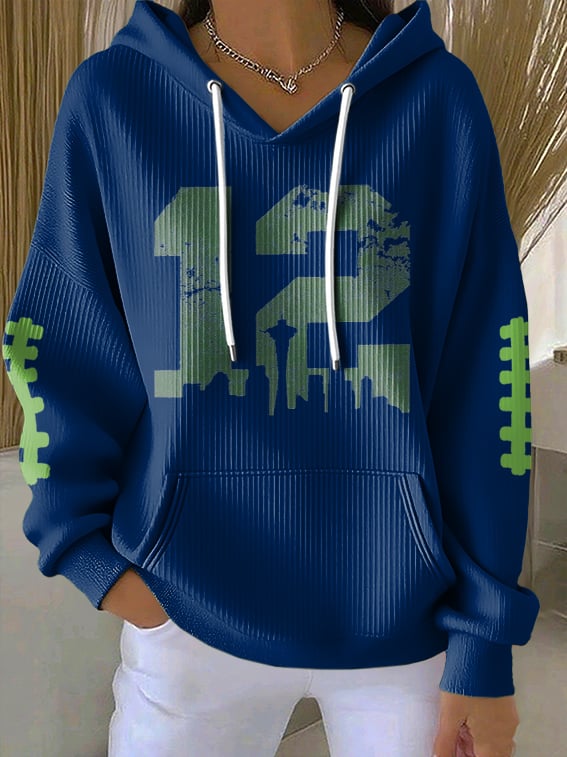 Women's Rugby Print Casual Hoodie