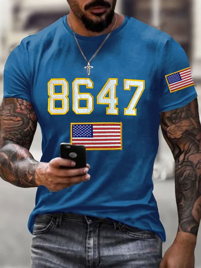 🔥Buy 3 Get 15% Off🔥Men's Retro8647 Flag Print Casual T-Shirt