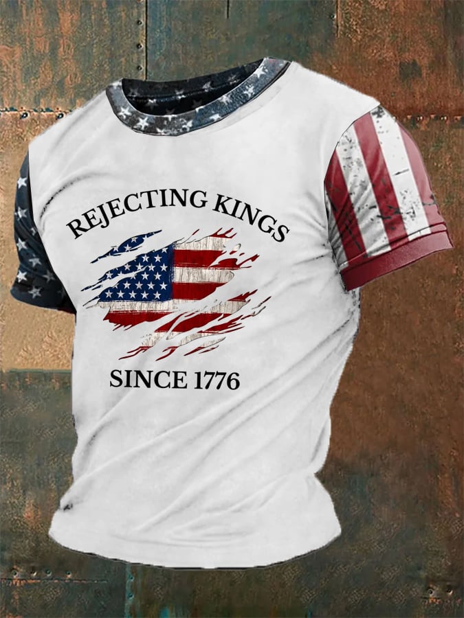 🔥Buy 3 Get 15% Off🔥Men's “Rejecting Kings Since 1776” Casual Print T-Shirt