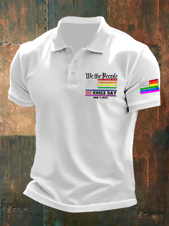 🔥Buy 3 Get 15% Off🔥Man's Vintage We The People No Kings Day June 14, 2025 Printed Polo Shirt