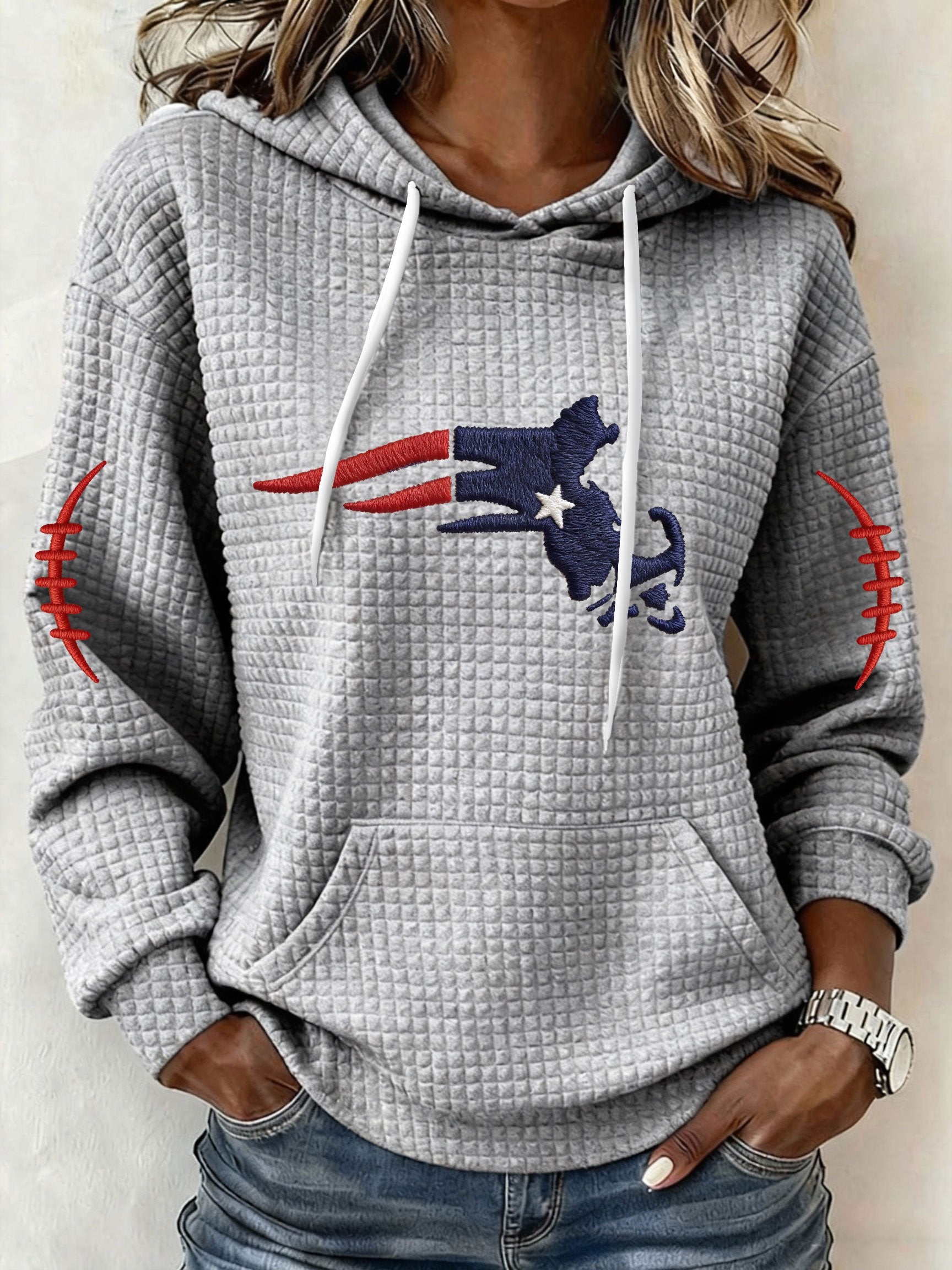 Women’s Football Graphic Waffle Knit Hoodie