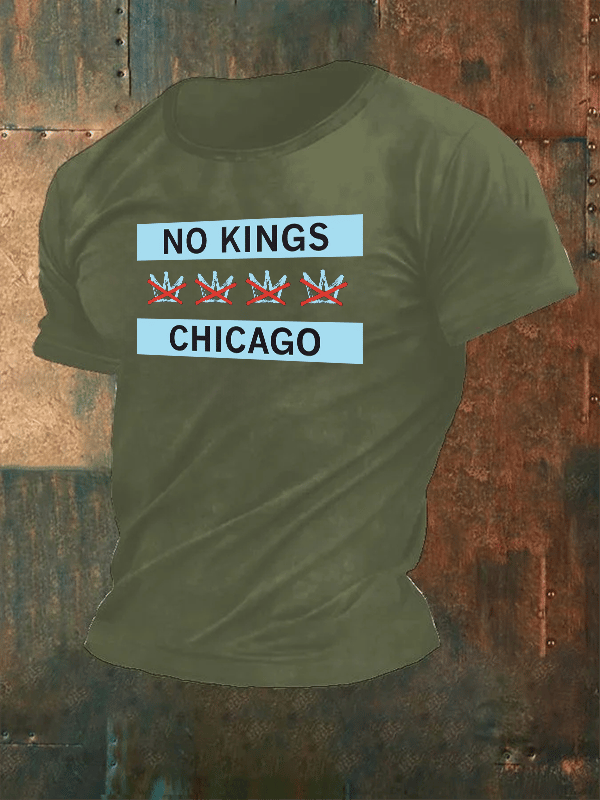 🔥Buy 3 Get 15% Off🔥Men's No Kings Chicago Flag Print T-Shirt