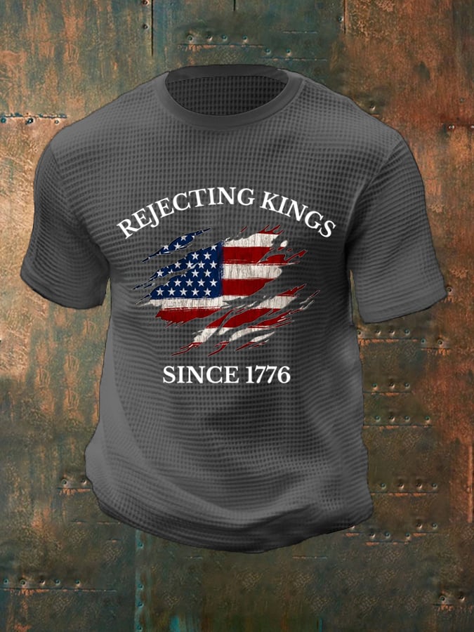 🔥Buy 3 Get 15% Off🔥Men's “Rejecting Kings Since 1776” Waffle T-Shirt