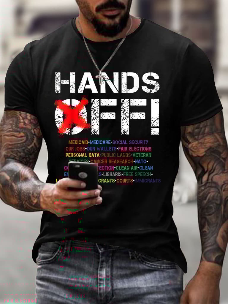 🔥Buy 3 Get 15% Off🔥Men's Hands Off Protest Print T-Shirt