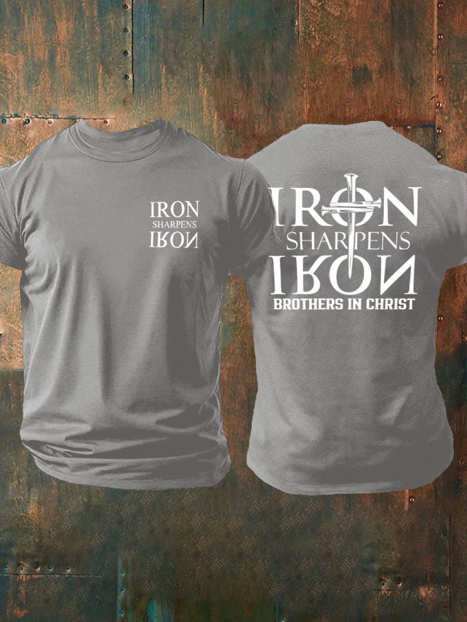 Men's Iron Sharpen Iron Printed Christian T-shirt