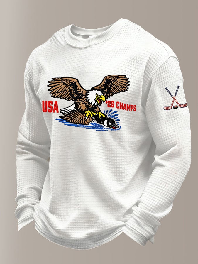 Men's Retro USA Ice Hockey Printed Casual Top