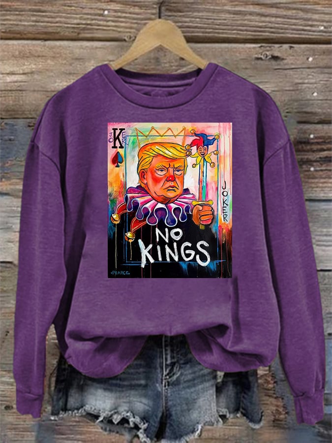 Women's No Kings In America Print Casual Sweatshirt
