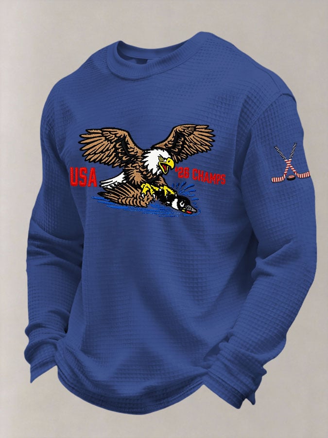 Men's Retro USA Ice Hockey Printed Casual Top