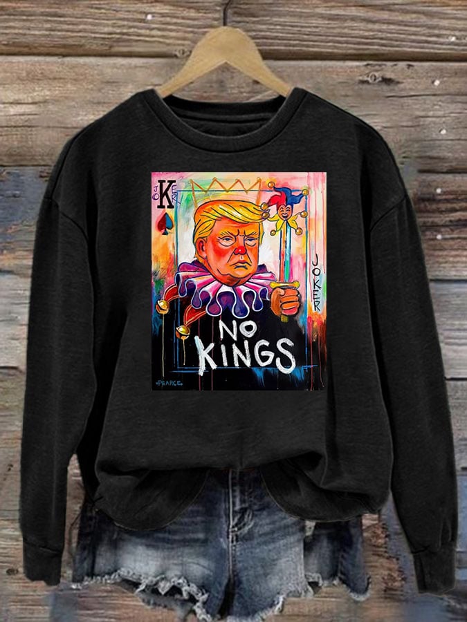 Women's No Kings In America Print Casual Sweatshirt