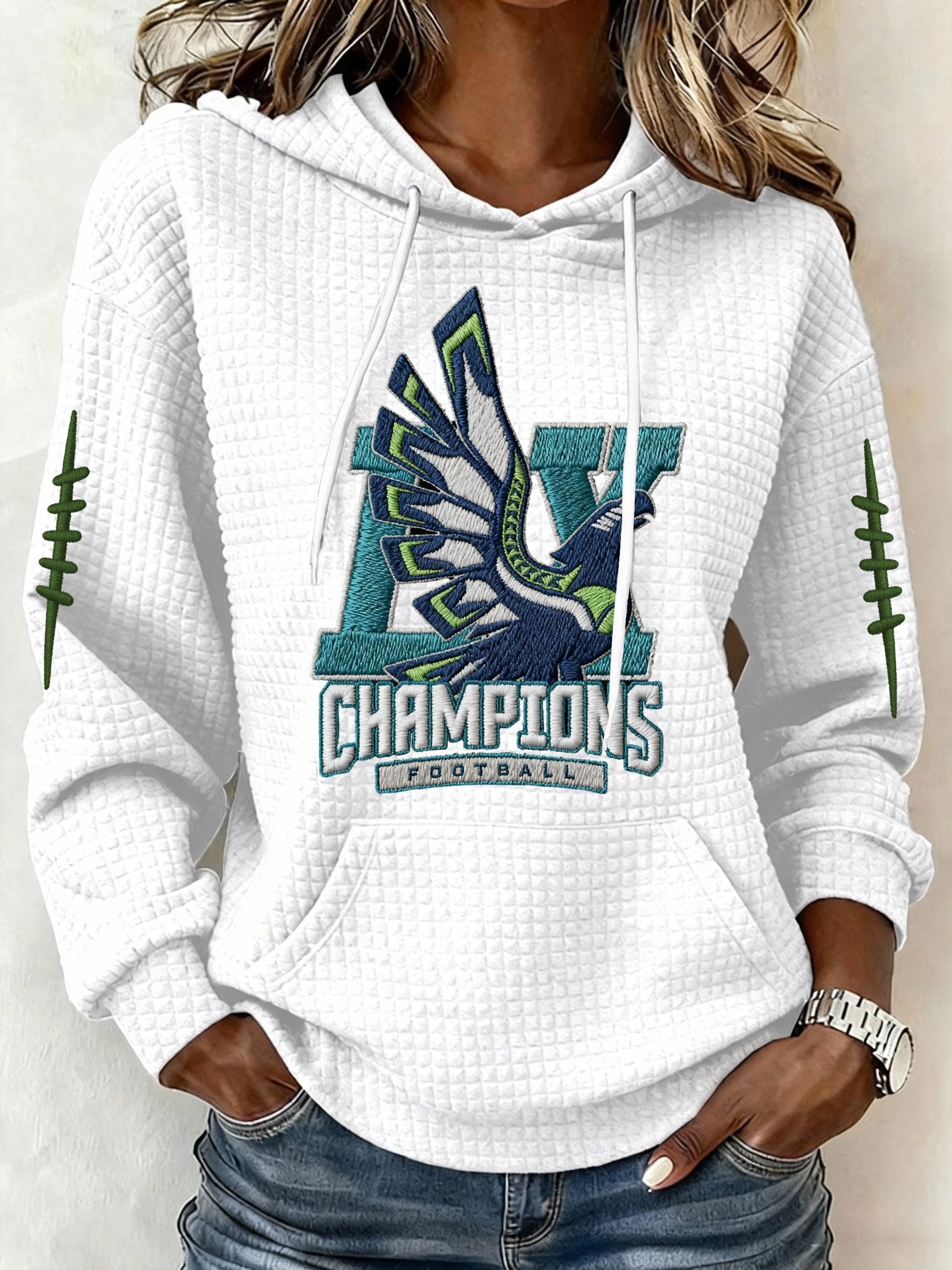 Women’s Football Graphic Waffle Knit Hoodie